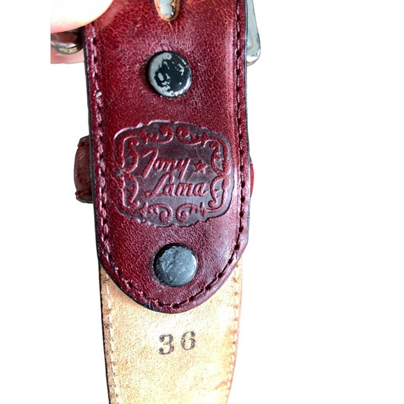 Tony Lama Womens Burgundy Leather Belt 5 Holes Size 36 main image 7
